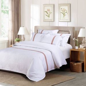 Set di biancheria da letto Hotel e ospedale in cotone bianco di lusso-<span class=keywords><strong>copripiumino</strong></span> doppio formato e federa include lenzuola piatte e attrezzate - Product Image 1