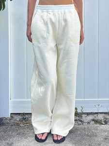 Custom OEM Summer Plus Size Two Piece Casual Women's Wide Leg Pants Sweatshirt Women's Pants &amp; <strong>Trousers</strong> Stripes - Product Image 1