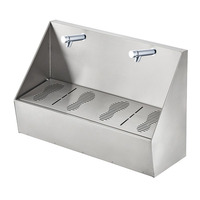Lavabo double station moderne en SUS304 pour ablution (Wudu) avec grille de lavage des pieds et robinet auto-fermant en laiton massif de 1,2 mm d'épaisseur pour ablution musulmane