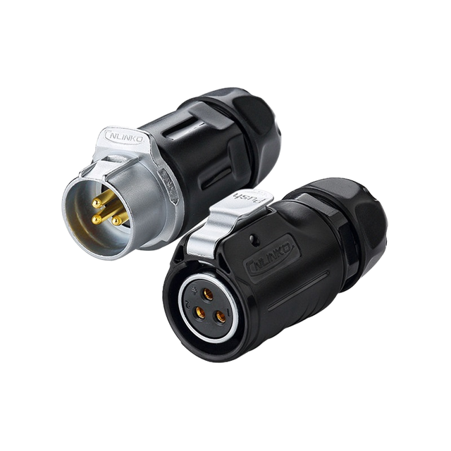 IP67 Waterproof Copper Contracts Cnlinko LP20 3Pin Circular Cable Connector Reverse Male Plug Industrial Socket for Electrical