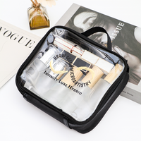 Sac de maquillage cosmétique en PVC, Logo personnalisé, transparent, étanche, paillettes, sac de beauté OEM personnalisé, pochette de voyage en plastique à fermeture éclair