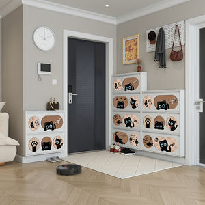 Zapatero Ultrafino de Acero Impreso (Armario de Zapatos Ultradelgado), Antioxidante, Ahorra Espacio, Organizador de Entrada, Personalizable - Product Image 1