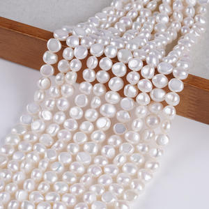 Perles d'eau douce naturelles baroques de 7-8 mm en forme de riz, à double face, avec trou latéral, pour colliers et bracelets DIY - Product Image 1