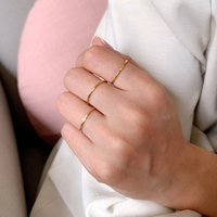 Mini Bagues en Zircon Cubique Plaqué Or 18K, Anneau Géométrique Circulaire en Zircon, Bijoux Minimalistes Simples en Acier Inoxydable, Nouveauté Tendance