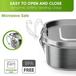 Fiambrera de acero inoxidable con sellado gratuito, caja Bento a prueba de fugas, contenedores de alimentos seguros para microondas para viajes, trabajo, almacenamiento de comidas - Product Image 4