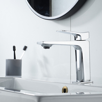 Robinet de lavabo carré contemporain Momali, mitigeur de salle de bain à poignée unique, robinet de lavabo en laiton massif pour hôtel et chambre