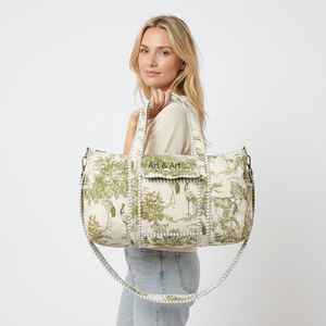 Handmade Colorful Indian Cotton Duffle <b>Bag</b> Beautiful Block Print Quilted Weekender <b>Bag</b> Luxury Travel Overnight <b>Bag</b> for Women - Product Image 1