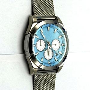 <span class=keywords><strong>Montre</strong></span> en acier inoxydable pour homme, cadran jaune texturé en coton, chronographe, bracelet milanais, quartz, étanche, fenêtre de date, qualité supérieure - Product Image 6
