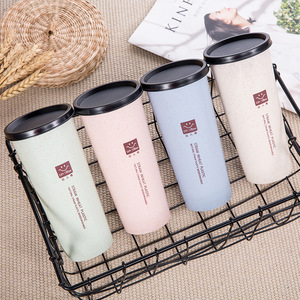 Wholesale Portable 15 oz <b>Drinking</b> Cups Wheat <b>Straw</b> Water <b>Bottle</b> with Lid & <b>Straws</b> for Coffee Milk Drinks Smoothies - Product Image 3