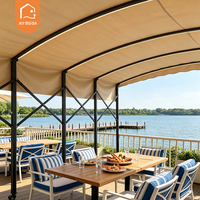 Auvent de toit en arc, tente tunnel pliable et rétractable, réglable et portable, pour restaurant en extérieur