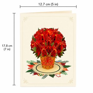 Tarjeta de Felicitación Navideña 3D con Diseño de Flor de Pascua, Hecha a Mano, Regalo Sorpresa para Deseos Festivos - Product Image 3