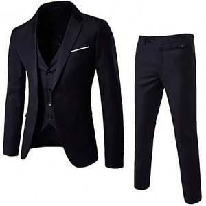 Completo Formale Grigio Chiaro e Nero 3 Pezzi: Blazer, Gilet e <span class=keywords><strong>Pantaloni</strong></span> Slim Fit con Bottone Singolo per Uomo, Adatto per Matrimoni, Ufficio e Affari - Product Image 4