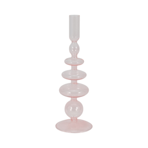 Portacandele moderno in vetro con design a disco e sfera per decorazioni da tavola, candelabro a cono rosa - Product Image 1