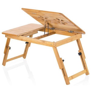 โต๊ะแล็ปท็อปไม้ไผ่พับได้พร้อมถาดปรับได้และ<span class=keywords><strong>ขา</strong></span>พับได้สำหรับเตียงโซฟาในบ้าน - Product Image 4