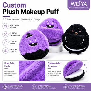 <span class=keywords><strong>Viya</strong></span> Polvera de Maquillaje Bordada para Uso en Seco, Polvera Súper Suave de Spandex con Peluche Largo y Flocado - Product Image 2