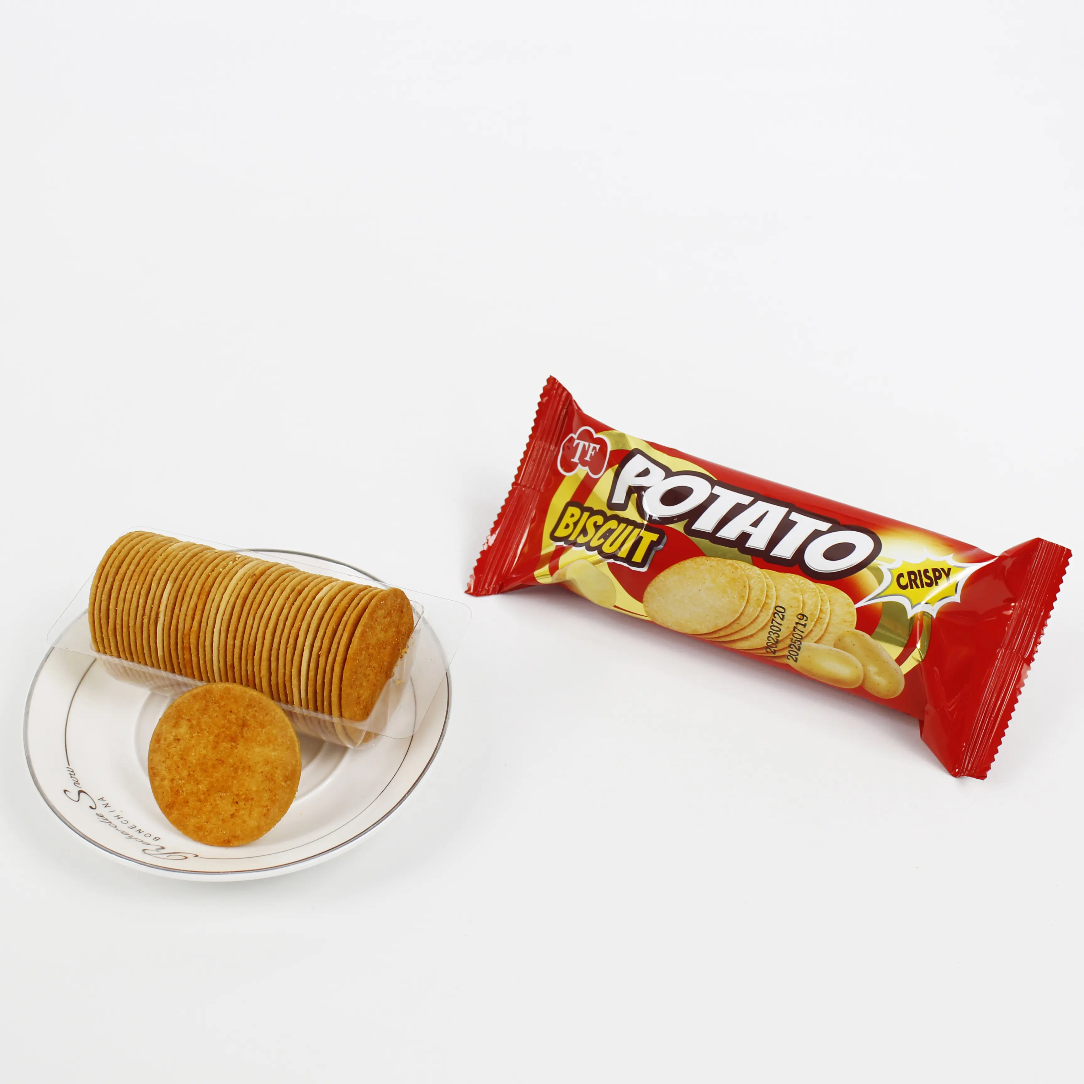 Biscotti e biscotti croccanti di patate di grande qualità 100g cracker salato rotondo senza crema