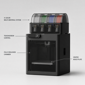 Multi Color 3D Printer P2S Combo Original Automatic High Speed 600mm/s Desktop Enclosed FDM Printing Machine