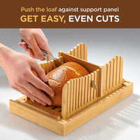 Guide de trancheuse à pain en bambou de cuisine maison planche à découper à pain en bois pliable compacte avec guide et couteau