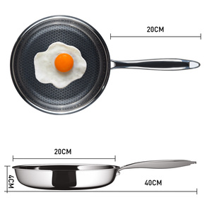 Sartén Antiadherente de Acero Inoxidable con Diseño de Panal, Duradera, de 5 Capas, Utensilio de Cocina Híbrido, Mango Ergonómico, Apta para Horno, Gas e Inducción - Product Image 6