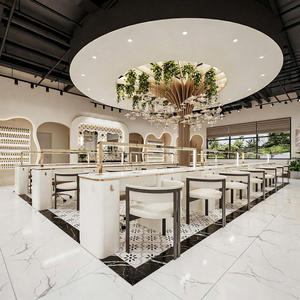 ออกแบบตกแต่งภายในร้านทำเล็บสุดหรู เฟอร์นิเจอร์ร้านเสริมสวยสั่งทำพิเศษ สีครีม โมเดิร์น ไม้ หินอ่อน ทอง พร้อมโซลูชั่นตกแต่งครบวงจร - Product Image 1