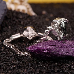 Pendentif corbeau néo-gothique avec incrustation de zircon violet, breloque thématique en alliage plaqué noir, bijoux unisexe - Product Image 5
