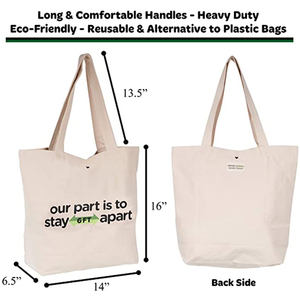 에코 친화적 인 관대 한 용량 기계 빨 면화 가방 비닐 봉지에 무거운 의무 대안 긴 손잡이 캔버스 - Product Image 3