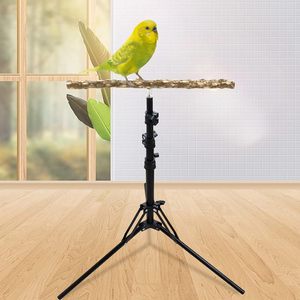 Supporto a Treppiede in Metallo Regolabile per Pappagalli, con Posatoio in Corteccia Naturale Grezza, Stand Portatile per Addestramento di Coccodrilli e Parrocchetti - Product Image 5