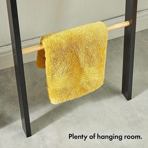 Toallero de baño decorativo de pared de pie libre de bambú, escalera de almacenamiento de barra - Product Image 6