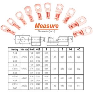 Connecteurs rapides en cuivre, 100 pièces, norme américaine AWG, bornes à sertir, connecteurs de fils métalliques à borne ronde - Product Image 1