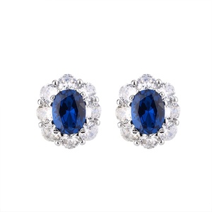 Parure de bijoux multicolore en zircon bleu 3 pièces : bague, boucles d'oreilles, collier pour femme, fiançailles, mariage, en laiton rhodié, cadeau - Product Image 2