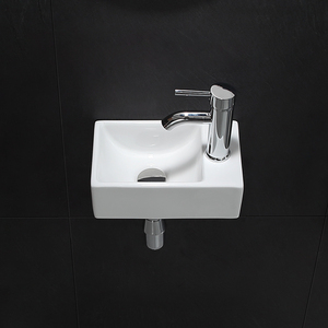 Lavabos pequeños de cerámica Rectangular para pared, lavabos de baño de superficie sólida, <span class=keywords><strong>precio</strong></span> barato - Product Image 2