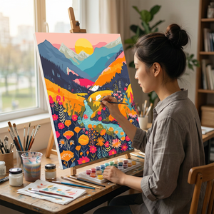 Kits <span class=keywords><strong>de</strong></span> <span class=keywords><strong>Pintura</strong></span> por Números para Adultos, <span class=keywords><strong>Pintura</strong></span> al Óleo sobre Lienzo <span class=keywords><strong>de</strong></span> <span class=keywords><strong>Montaña</strong></span> y Río, Decoración Moderna para Pared del Hogar - Product Image 4