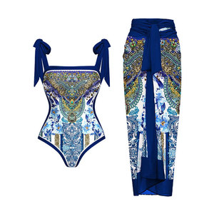2025 Custom Design Swimming Suit Women Beach Bathing Suit Swimwear Golden Starfish Ruched Cutout Tow Piece Swimsuit and <strong>Skirt</strong> - Product Image 2