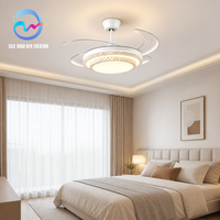 Kipas Angin Plafon Modern Tanpa Baling-Baling dengan Lampu LED 52 Inci 4 Baling-Baling 6 Kecepatan Kontrol Sentuh untuk Kamar Tidur & Ruang Tamu