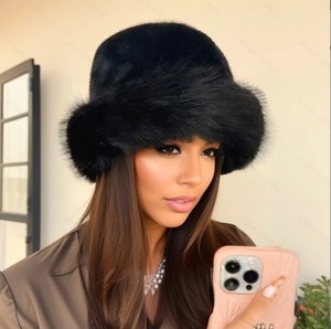 Autumn-Winter New <strong>Big</strong> <strong>Head</strong> Plush <strong>Hats</strong> Women Ladies Warming Imitation Fur High Sense Fluffy <strong>Bucket</strong> <strong>Hats</strong> - Product Image 3