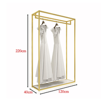 "Présentoir de vêtements au détail à la mode présentoir en or pour robe de mariée présentoir pour magasin porte-vêtements en métal doré"