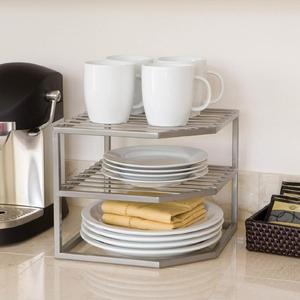 <span class=keywords><strong>Angle</strong></span> plat Conception Anti-crevaison 2-tier Coin Étagère Comptoir Et Armoire Organisateur - Product Image 3
