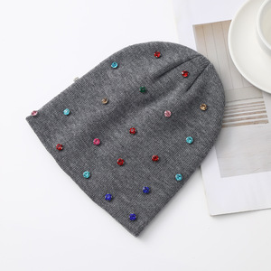 Phụ Nữ Đa-Màu Thạch Beanie Mũ Thiết Kế Mới Rắn Gân Đan Mũ Phụ Nữ Nắp ca-pô Bán Buôn Slouch Mũ - Product Image 4