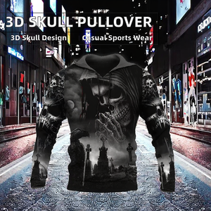 Sudadera con Capucha Unisex para Hombre, Diseño de Calavera, Jersey de Poliéster/Algodón, Estampado 3D, Antipilling, para Uso Diario, Deportivo, Urbano e Informal - Product Image 2