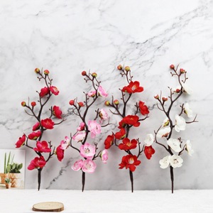 Flor Artificial de Ciruelo Rojo Estilo Chino para Decoración de Pasteles, Cumpleaños, Bodas, Hogar, Flor de Seda Reutilizable para Arco - Product Image 2