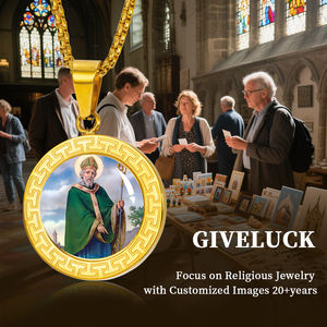 Giuceluck st. יום של פטריק נירוסטה יום פטריק מצופה זהב 18k שרשרת תליון ירוק-מסיבת חג - Product Image 6