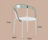 Chaise de salle à manger avec accoudoirs en acrylique transparent, coussin noir, pieds en métal, chaise d'appoint moderne pour la maison et le restaurant