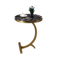Table d'appoint de salon en fer forgé et marbre, style nordique, table basse d'angle à double niveau détachable pour chambre à coucher