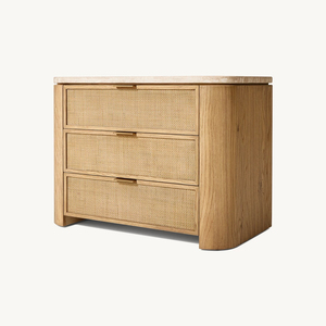 Trang Trại Phong Cách Sang Trọng Mây Gỗ <span class=keywords><strong>End</strong></span> <span class=keywords><strong>Side</strong></span> Bàn Cạnh Giường Ngủ Phòng Ngủ Đầu Giường Với 3 Lưu Trữ Ngăn Kéo - Product Image 2