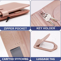 Porte-passeport long en cuir véritable anti-RFID avec plusieurs emplacements pour cartes, grande capacité, étui de voyage assorti
