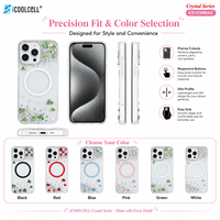 Coque de téléphone KINGSOUL magnétique sans fil en TPU+PC+verre avec strass scintillants et pierres précieuses à clipser pour iPhone 14/15/16/17 Pro Max