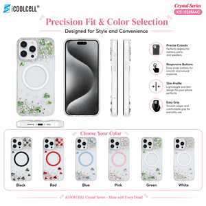 KINGSOUL Magnetic <b>Wireless</b> Charger TPU+<b>PC</b>+Glass Diamond Phone Case Glitter Bling Gemstones Snap-On Make *14/15/16/17 Pro Max - Product Image 4