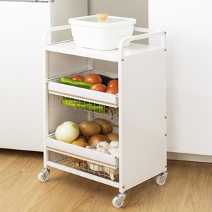 Chariot <span class=keywords><strong>de</strong></span> rangement utilitaire <span class=keywords><strong>de</strong></span> cuisine à 3 niveaux blanc avec roulettes pour légumes, salle <span class=keywords><strong>de</strong></span> bain, <span class=keywords><strong>salon</strong></span> <span class=keywords><strong>de</strong></span> beauté, présentoir - Product Image 4