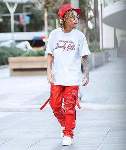 Мужские брюки-карго высокого качества из искусственной кожи с несколькими карманами - Product Image 2