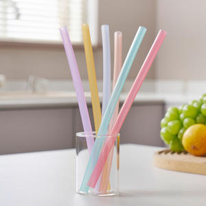 Pailles réutilisables en silicone pour enfants, extra longues, colorées, souples, lavables au lave-vaisselle, pour fêtes - Product Image 1